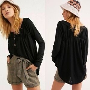 Free People We The Free Thermal Tunic Top Size XS Must Have‎ Henley Relaxed Fit
